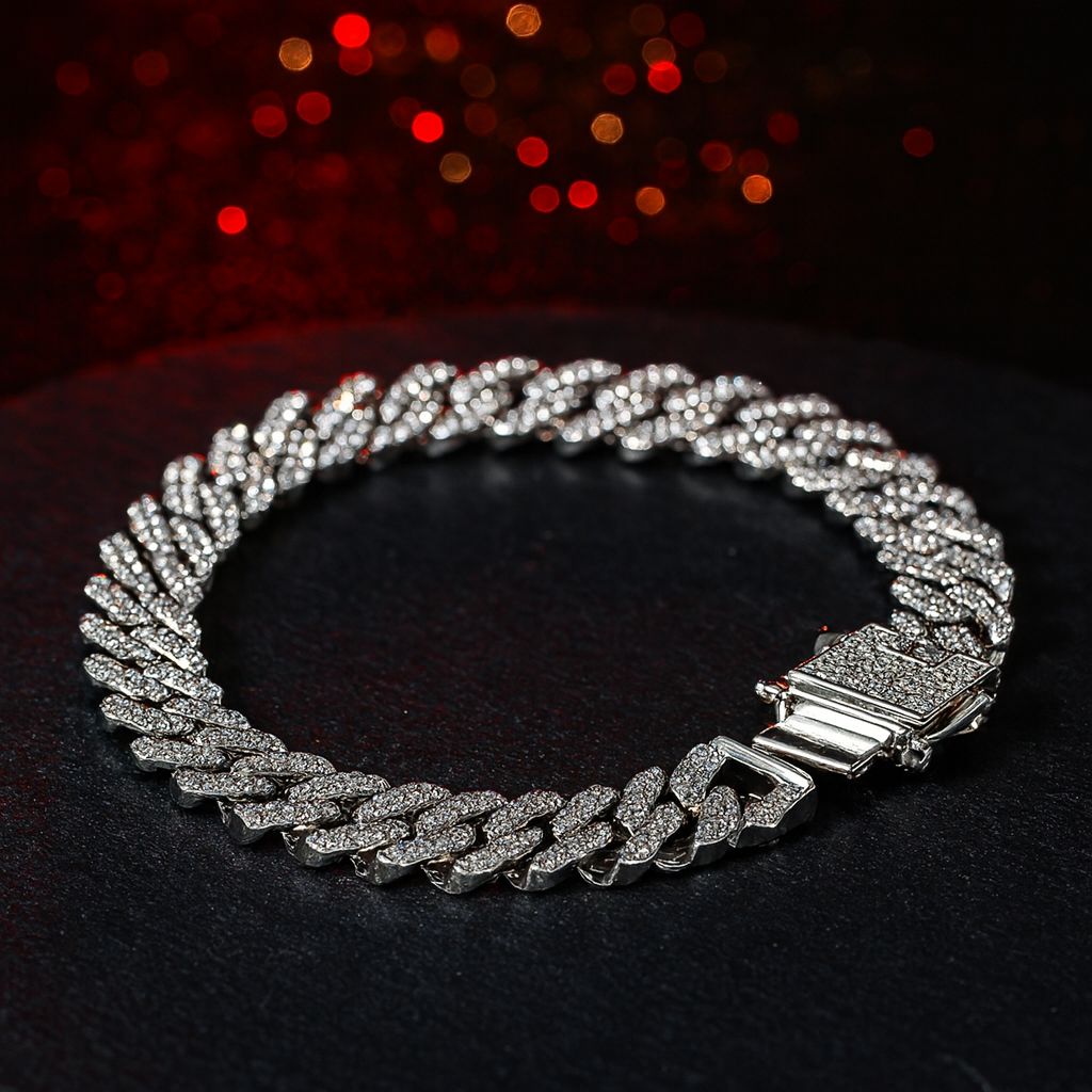 Curb Iced Silver Bracelet