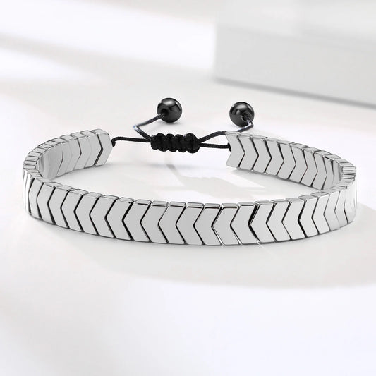 Hematite Adjustable Silver Bracelet