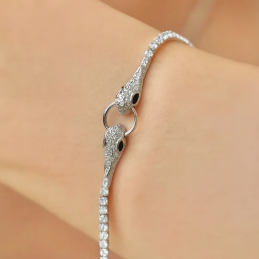 Elegant Snake-Head Crystal Bracelet for Women
