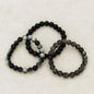 Pack of 3 Beaded Bracelet Set – Black & Natural Stone Style