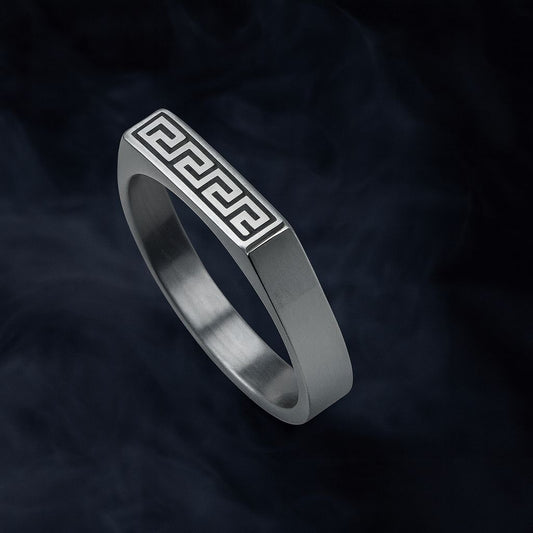 Slim Stainless Steel Silver Challa Ring – Modern Heritage Style
