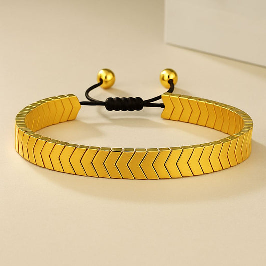 Hematite Adjustable Golden Bracelet
