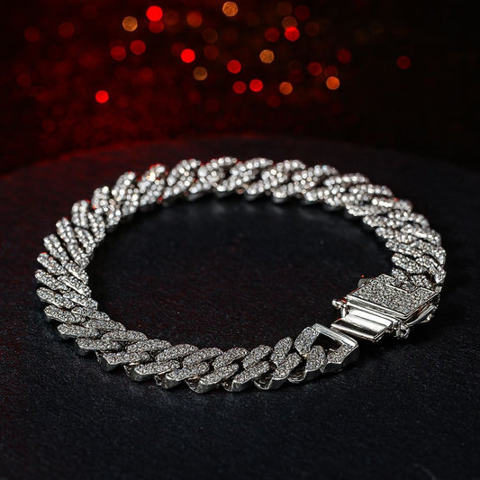 Curb Iced Silver Bracelet